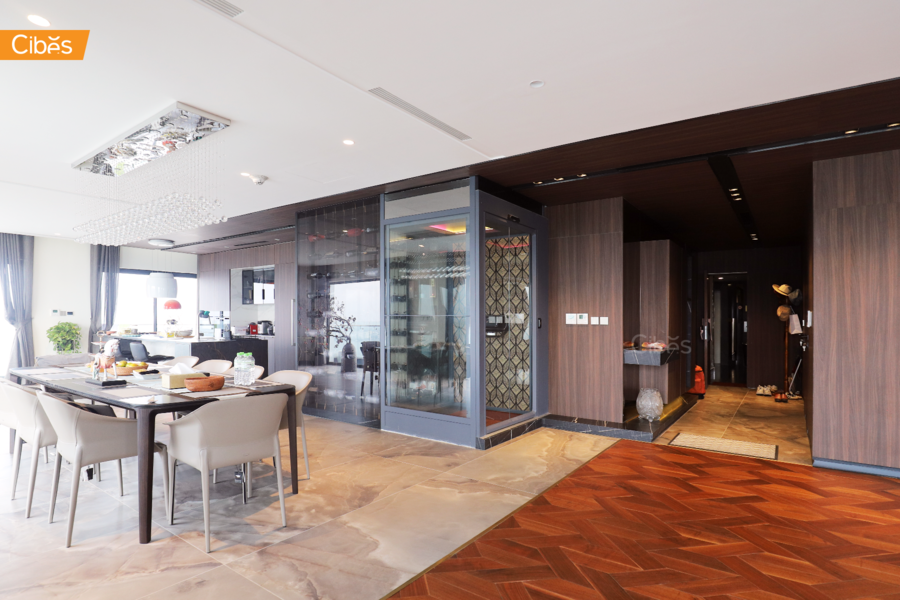 Penthouse Golden Westlake, Hà Nội - thang máy Cibes Voyager V90 lắp đặt trong không gian 3 tầng sang trọng4